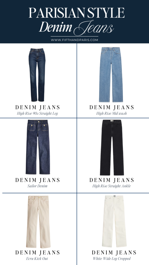 5 french fashion staples for spring, collage showing 6 jeans for women