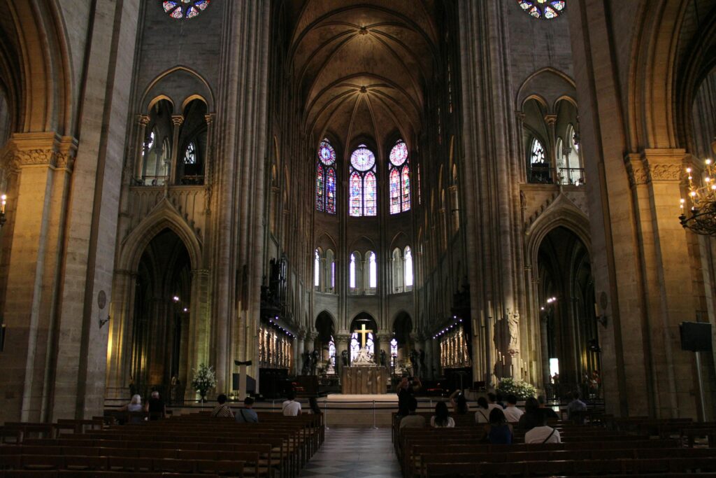 best places to visit Paris interior view of notre dame paris