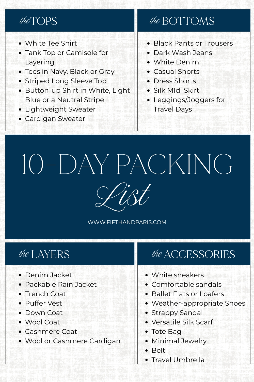 travel capsule wardrobe 10-Day Packing List
